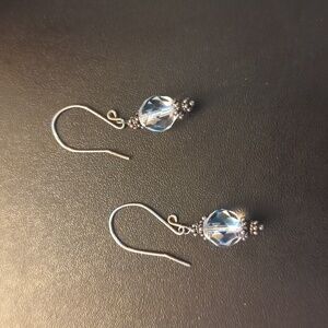 Handmade Sterlin Silver and Faceted Clear Quartz Beaded Earrings
